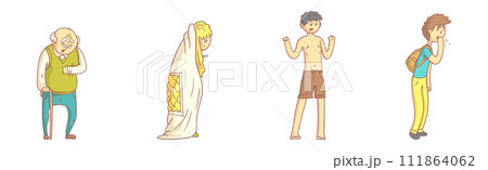 Sick People Character Suffer from Disease Symptoms Vector Set 111864062
