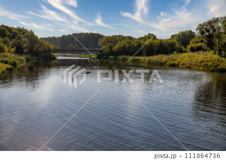 Quiet Ros river in summer, Ukraine 111864736