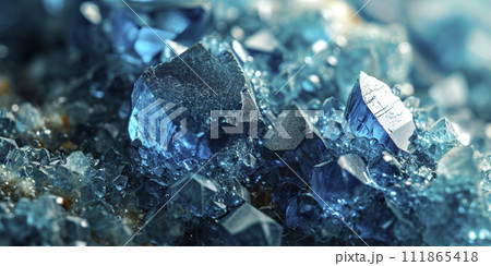 AI-generated content. Vibrant Blue Crystals Close-up Shot 111865418