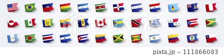 Vector Illustration Giant Flag Set Of South And North America 111866083