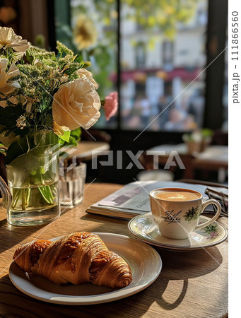 陽光が差し込む、パリのカフェの穏やかな朝を演出しました。 陽光が差し込む、パリのカフェの穏やかな朝を演出しました。 111866560