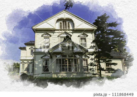 水彩画風　上越高田　旧師団長官舎　新潟県上越市 111868449