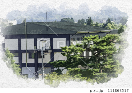 水彩画風　上越高田　上越市高田スポーツセンター　新潟県上越市 111868517