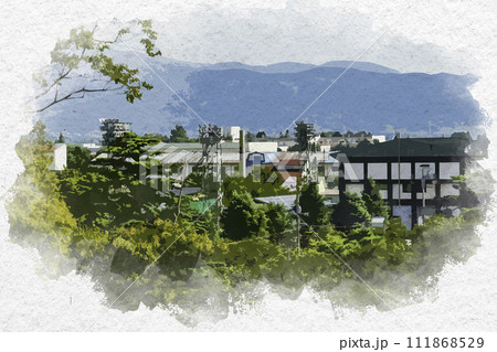水彩画風　上越高田　上越市高田スポーツセンター　新潟県上越市 111868529