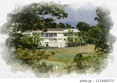 水彩画風　上越高田　新潟県立高田高等学校　新潟県上越市 111868573