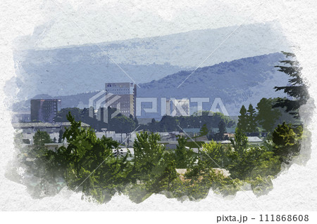 水彩画風 上越高田市街地 上越妙高駅周辺 新潟県上越市 水彩画風 上越高田市街地 上越妙高駅周辺 新潟県上越市 111868608