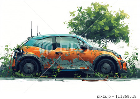 Environmentally friendly vehicle. Generative AI illustration 111869319