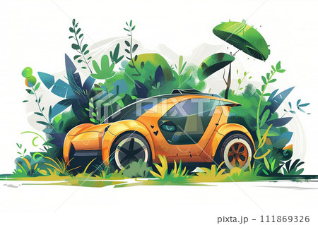 Environmentally friendly vehicle. Generative AI illustration 111869326