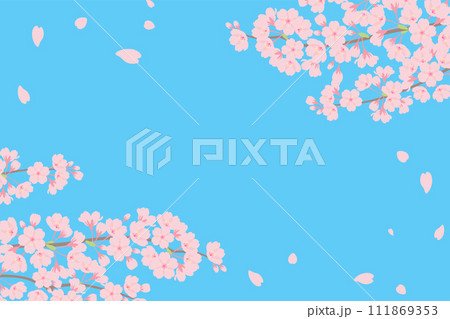 桜と青空のフレーム背景 111869353