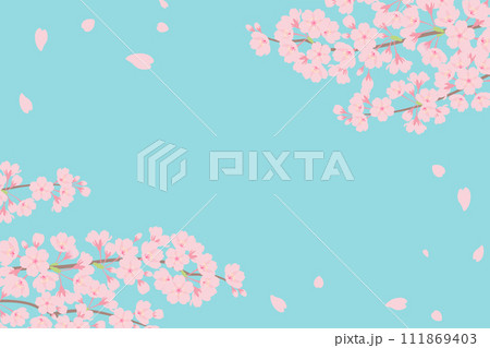 桜と空のフレーム背景 111869403