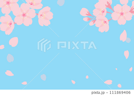 桜と青空のフレーム背景 111869406