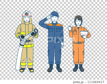 消防士、消防隊のイラスト 111869427