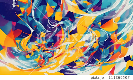 抽象的な幾何学模様のカラフルな壁紙 抽象的な幾何学模様のカラフルな壁紙 111869507