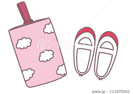 空柄の上履き袋とうわばきのイラストセット　pink 111870202