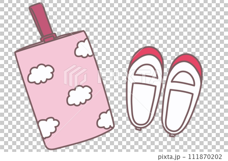 空柄の上履き袋とうわばきのイラストセット　pink 111870202