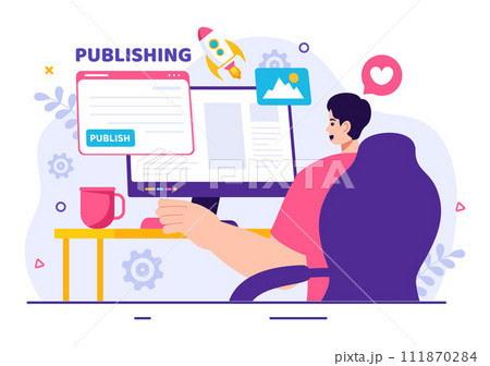 Digital Publishing Content Blog Marketing Writing Vector Illustration for Social Media or Webpage Organization in Flat Cartoon Background Design 111870284