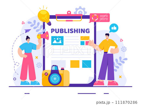 Digital Publishing Content Blog Marketing Writing Vector Illustration for Social Media or Webpage Organization in Flat Cartoon Background Design Digital Publishing Content Blog Marketing Writing Vector Illustration for Social Media or Webpage Organization in Flat Cartoon Background Design 111870286