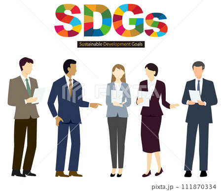 SDGsについて話し合うビジネスパーソン SDGsについて話し合うビジネスパーソン 111870334