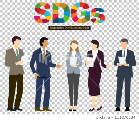SDGsについて話し合うビジネスパーソン SDGsについて話し合うビジネスパーソン 111870334