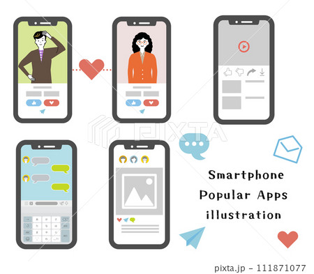 人気のあるスマホアプリのイメージイラストセット 人気のあるスマホアプリのイメージイラストセット 111871077