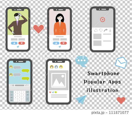 人気のあるスマホアプリのイメージイラストセット 人気のあるスマホアプリのイメージイラストセット 111871077