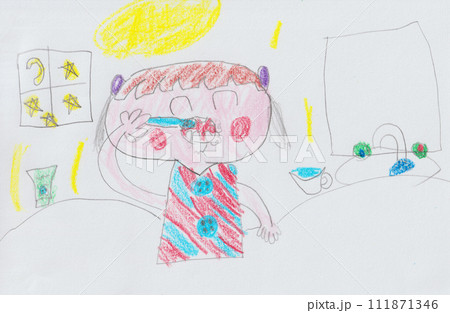 子供が描いた歯磨きの絵 子供が描いた歯磨きの絵 111871346