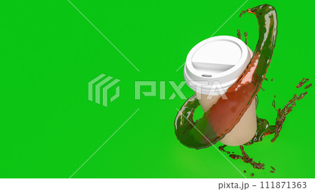 Coffee cup on Green Background for hot drink concept 3d rendering. Coffee cup on Green Background for hot drink concept 3d rendering. 111871363