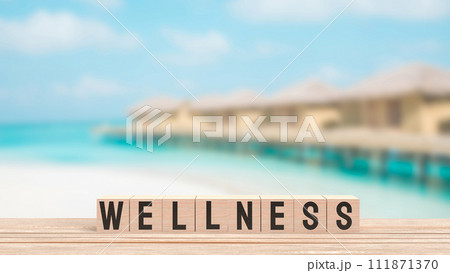 The Wellness on Beach Background for Health concept 3d rendering. The Wellness on Beach Background for Health concept 3d rendering. 111871370