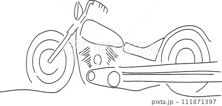 線画のバイクのイラスト挿絵デザイン 線画のバイクのイラスト挿絵デザイン 111871397