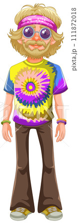 Groovy Hippie Man Vector Illustration Groovy Hippie Man Vector Illustration 111872018