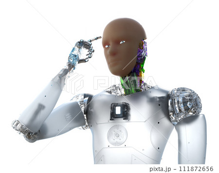 Artificial skin or human-like skin robot isolated on white 111872656