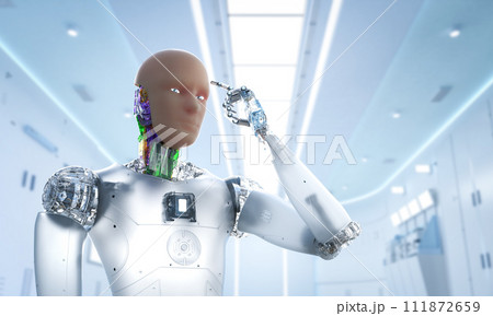 Artificial skin or human-like skin ai robot in factory Artificial skin or human-like skin ai robot in factory 111872659