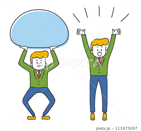 プレッシャーに耐える男性　解放される男性　カラフル 111873097