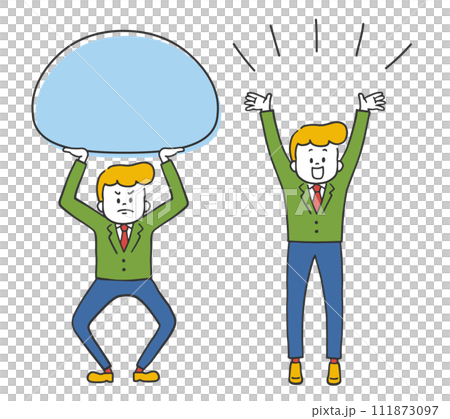 プレッシャーに耐える男性　解放される男性　カラフル 111873097