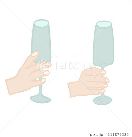 Arms pose hands holding glasses flat design set 111873386
