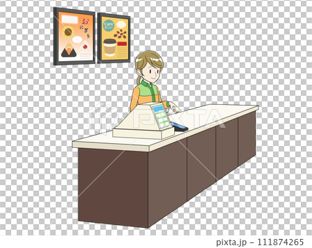 便利商店收銀台工作的女店員 便利商店收銀台工作的女店員 111874265