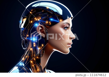 3d abstract human head,face, Psychic waves concept, Generative AI 111874612