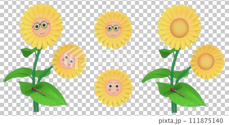 人面ひまわりキャラクター and 標準的ひまわりセット 人面ひまわりキャラクター and 標準的ひまわりセット 111875140