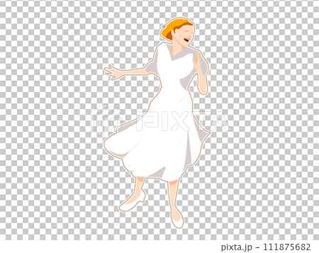 A woman tap dancing with a smile A woman tap dancing with a smile 111875682