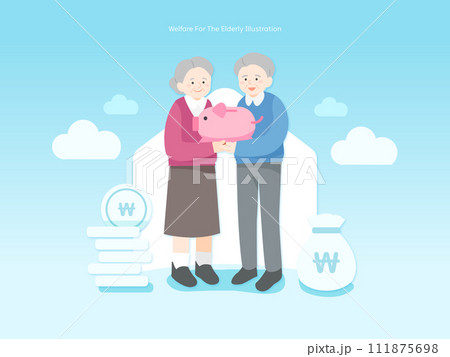 Happy Elderly Medical Insurance Illustration  111875698