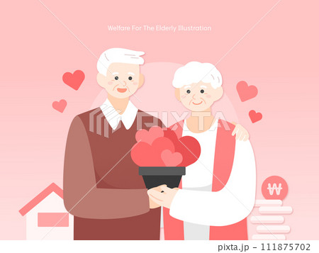 Happy Elderly Medical Insurance Illustration Happy Elderly Medical Insurance Illustration 111875702