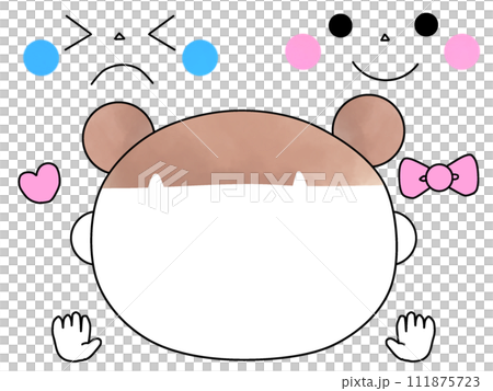 女の子の福笑い顔フレーム 111875723