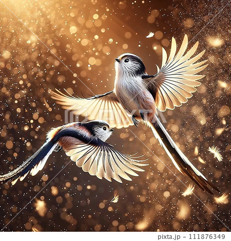 飛翔するシマエナガ 飛翔するシマエナガ 111876349