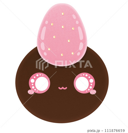 Cute Strawberry Daifuku Mochi Character Mascot Kawaii Cartoon illustration Cute Chocolate Mochi Cute Chocolate Daifuku Kawaii Mochi Kawaii Daifuku 111876659