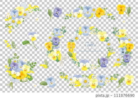 Wreath material set made from various spring flower miscellaneous goods 111876690