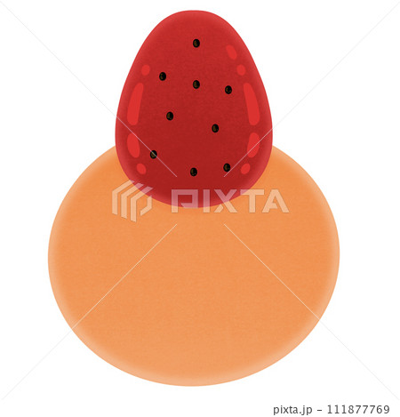 Strawberry Daifuku Mochi Cartoon illustration Strawberry Orange Daifuku Cartoon Strawberry Orange Mochi Cartoon Japanese Dessert Cartoon 111877769