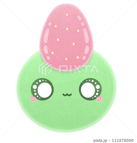 Cute Strawberry Daifuku Mochi Character Mascot Kawaii Cartoon illustration Cute Green Mochi Cute Green Daifuku Kawaii Mochi Kawaii Daifuku 111878000