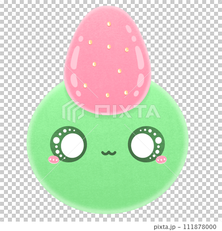 Cute Strawberry Daifuku Mochi Character Mascot Kawaii Cartoon illustration Cute Green Mochi Cute Green Daifuku Kawaii Mochi Kawaii Daifuku 111878000