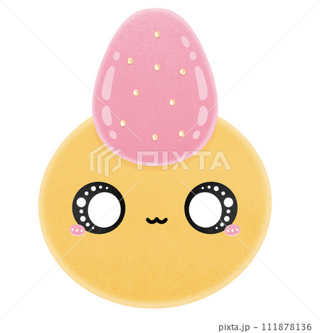 Cute Strawberry Daifuku Mochi Character Mascot Kawaii Cartoon illustration Cute Yellow Mochi Cute Yellow Daifuku Kawaii Mochi Kawaii Daifuku 111878136