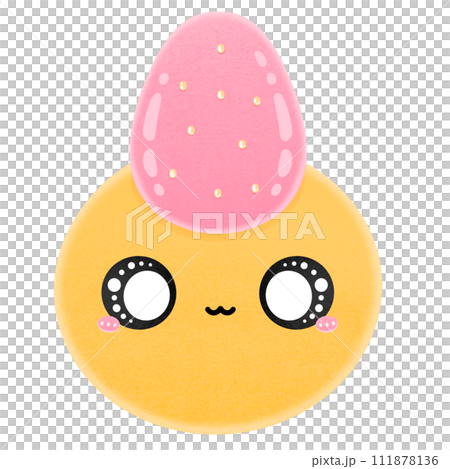 Cute Strawberry Daifuku Mochi Character Mascot Kawaii Cartoon illustration Cute Yellow Mochi Cute Yellow Daifuku Kawaii Mochi Kawaii Daifuku 111878136